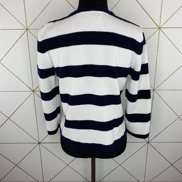 Ralph Lauren Sailing Stripe Gold Button Cardigan - Picture 2 of 10